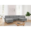 WOHNLANDSCHAFT ROCHELLE E in Flachgewebe Grau  - Schwarz/Grau, KONVENTIONELL, Textil/Metall (164/314/195cm) - Sit & More