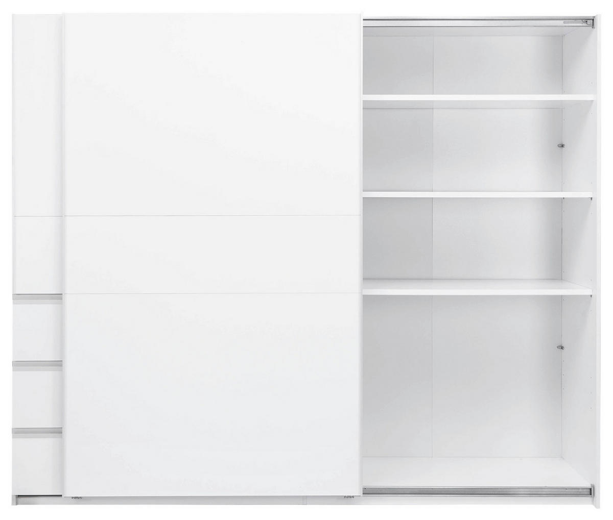 SCHIEBETÜRENSCHRANK 250/205/61,5 cm 2-türig Weiß  - Weiß, MODERN, Holzwerkstoff/Metall (250/205/61,5cm) - MID.YOU