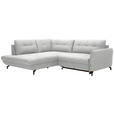 ECKSOFA in Flachgewebe, Leinenoptik Silberfarben  - Silberfarben/Schwarz, Design, Textil/Metall (208/247cm) - Xora