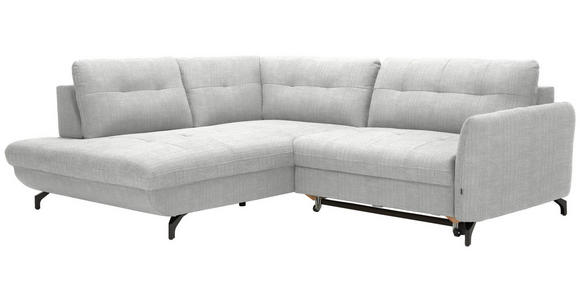 ECKSOFA in Flachgewebe, Leinenoptik Silberfarben  - Silberfarben/Schwarz, Design, Textil/Metall (208/247cm) - Xora