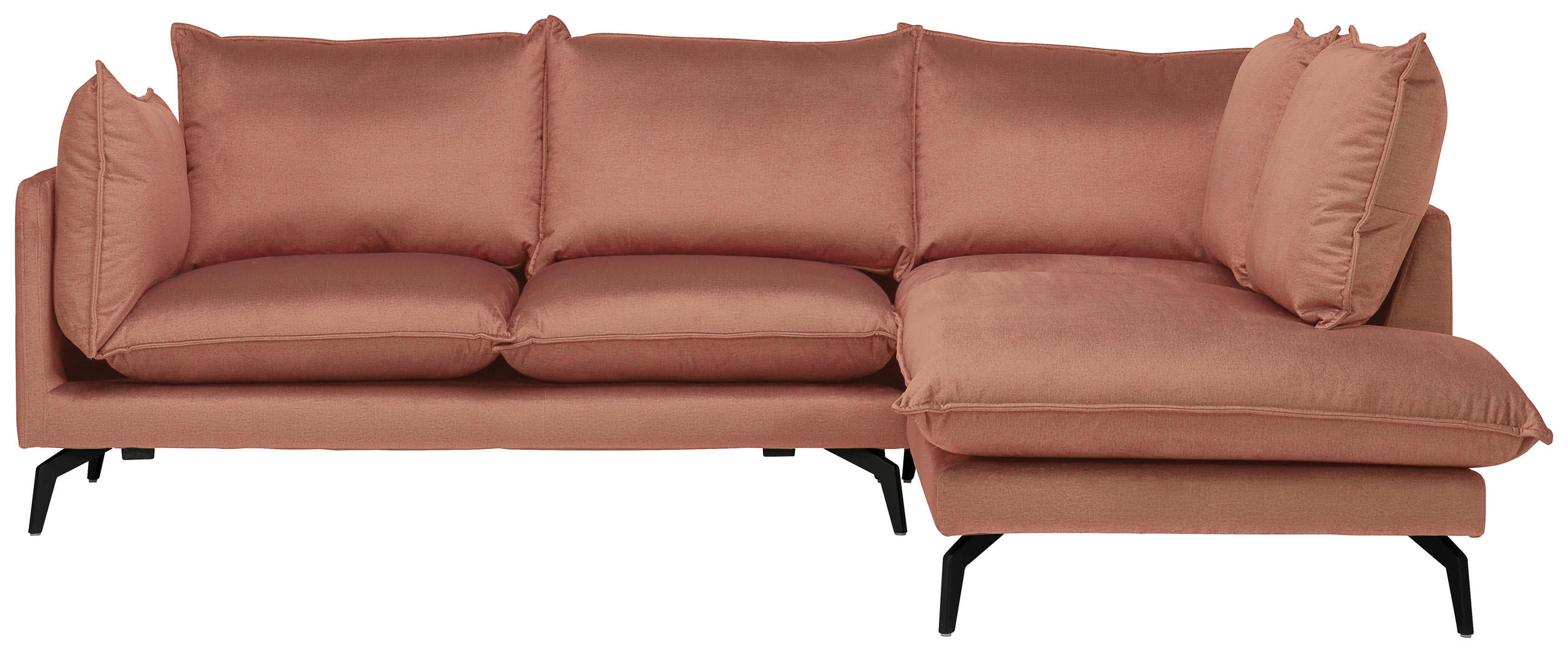 ECKSOFA Orange Samt  - Schwarz/Orange, Design, Textil/Metall (241/200cm) - Carryhome
