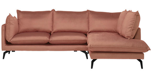 ECKSOFA Orange Samt - Schwarz/Orange, Design, Textil/Metall (241/200cm) - Carryhome