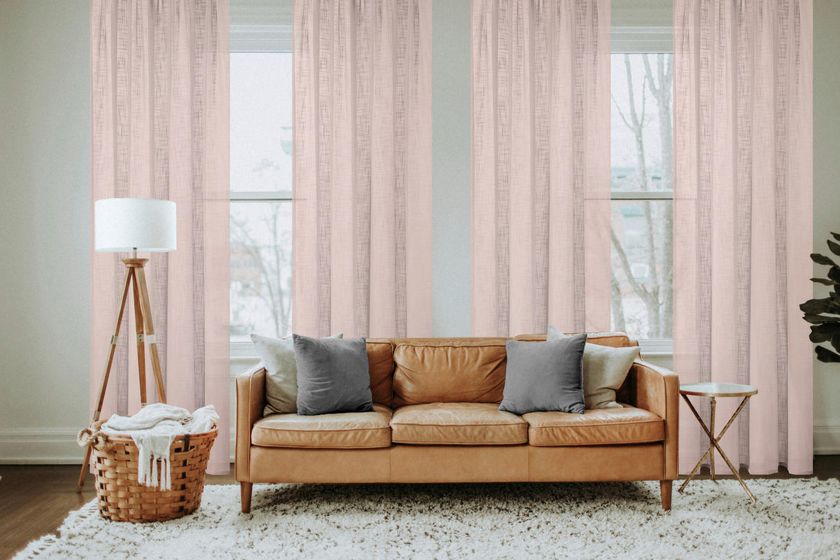 FERTIGVORHANG halbtransparent  - Rosa, Basics, Textil (140/245cm)