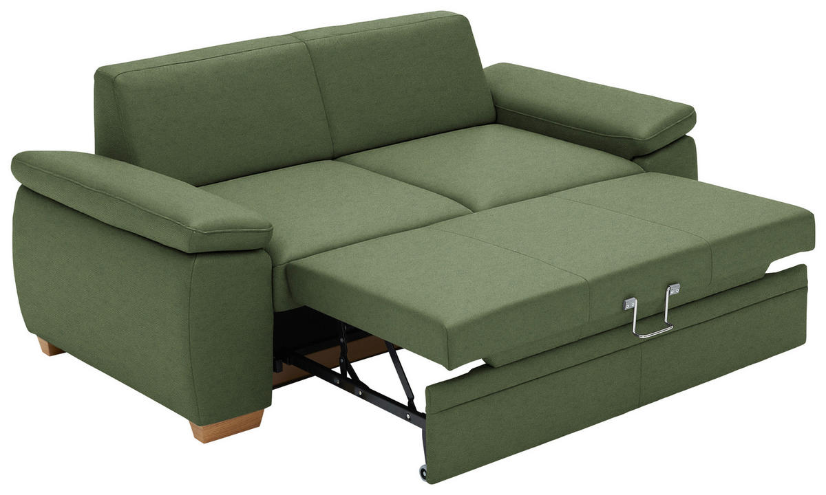 SCHLAFSOFA Chenille Grün  - Eiche Bianco/Grün, KONVENTIONELL, Holz/Textil (166/90/100cm) - Beldomo Style