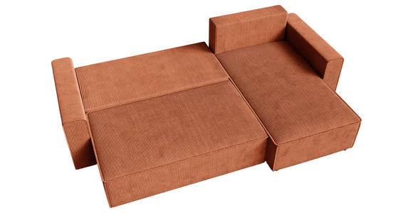 ECKSOFA Rostfarben Cord  - Rostfarben/Schwarz, KONVENTIONELL, Kunststoff/Textil (241/138cm) - Carryhome