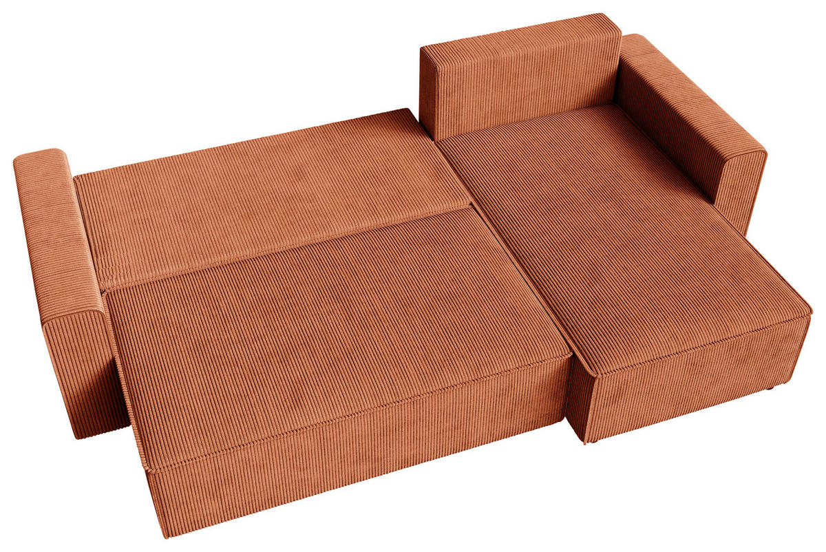 ECKSOFA Rostfarben Cord  - Rostfarben/Schwarz, KONVENTIONELL, Kunststoff/Textil (232/143cm) - Carryhome