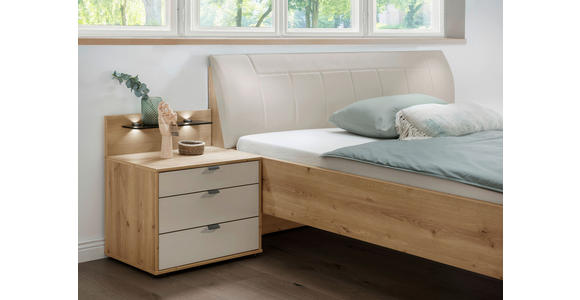 BETT 90/200 cm in Champagner, Eiche Bianco - Schieferfarben/Eiche Bianco, KONVENTIONELL, Holzwerkstoff/Textil (90/200cm) - Dieter Knoll