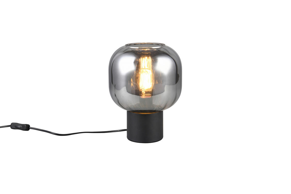 STOLNÁ LAMPA, E27, 20/26 cm  - čierna/chrómová, Design, kov/sklo (20/26cm) - Trio Leuchten