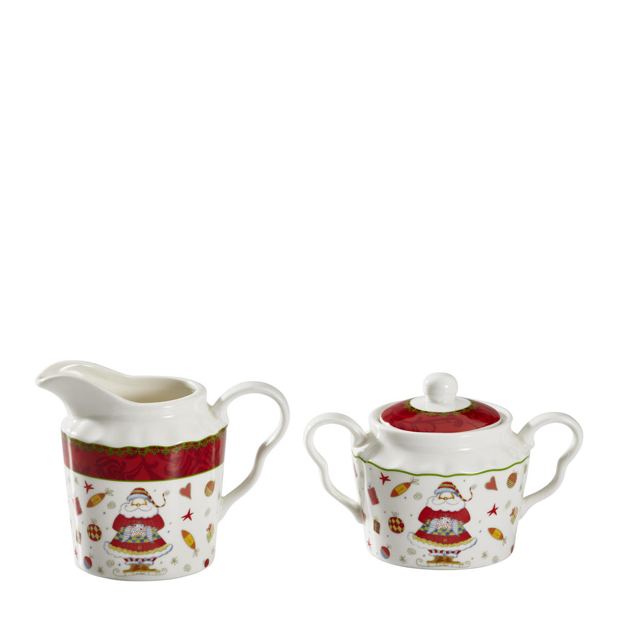 MILCH- UND ZUCKER-SET - Rot/Multicolor, Basics, Keramik (0,325/0,25l) - X-Mas