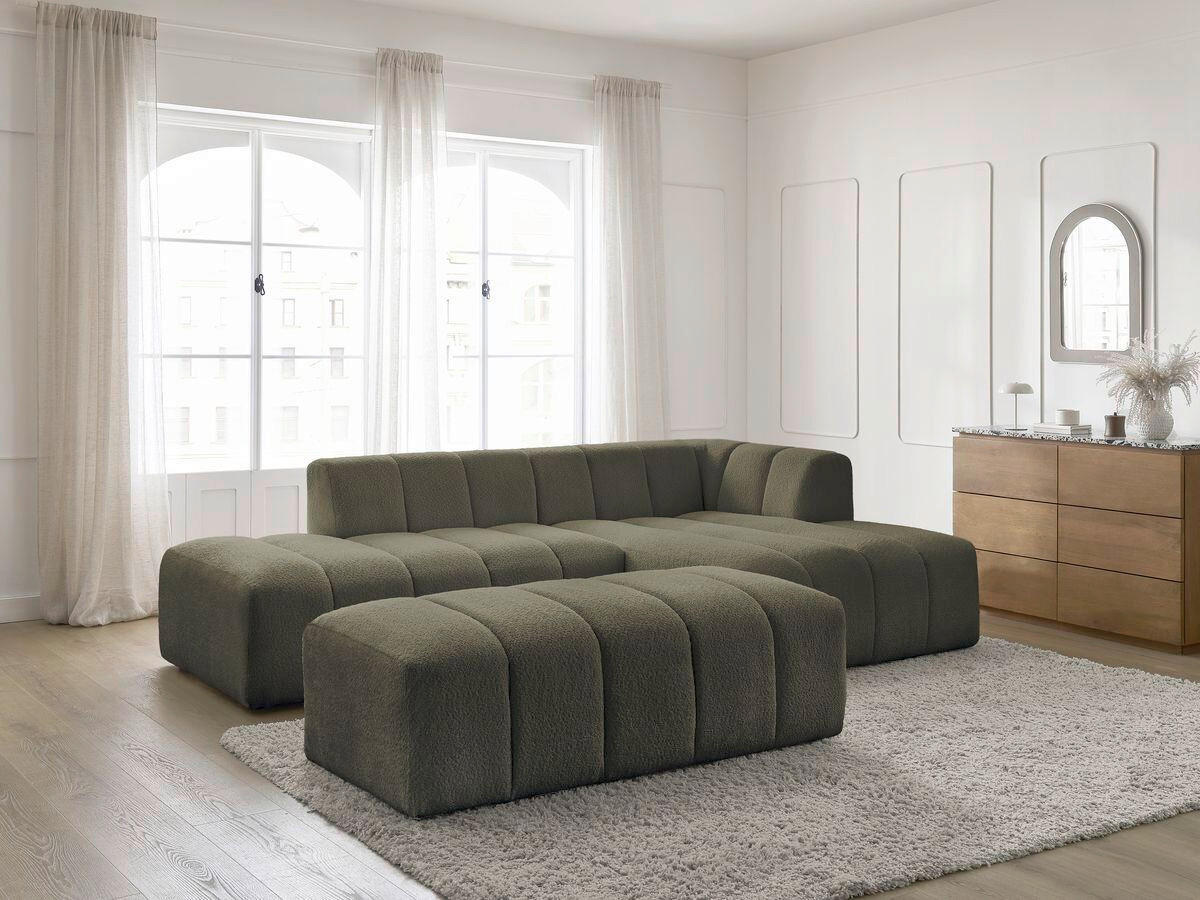 ECKSOFA  ANNECY Grün Bouclé  - Schwarz/Grün, MODERN, Kunststoff/Textil (262/170cm)