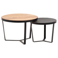 COUCHTISCHSET Akazie massiv rund Braun  - Schwarz/Braun, LIFESTYLE, Holz/Holzwerkstoff (60/60/40cm) - MID.YOU