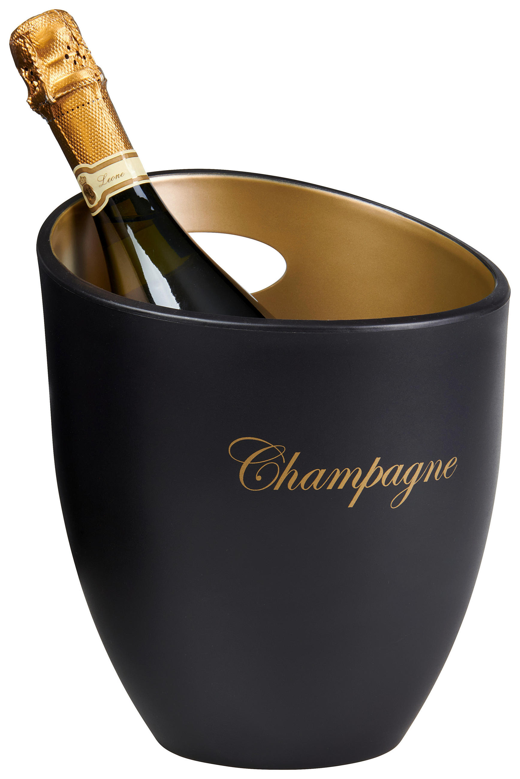 FLASCHENKÜHLER - Goldfarben/Schwarz, LIFESTYLE, Kunststoff (20,5/10,5/24cm) - Cor Mulder