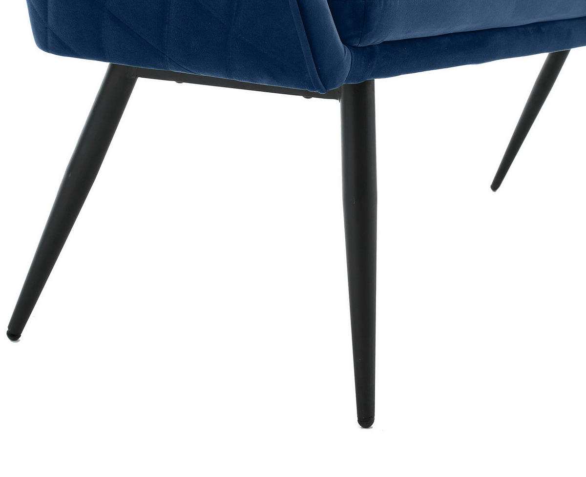 SITZBANK 160/85/61 cm Samt Blau Metall  - Blau/Schwarz, MODERN, Textil/Metall (160/85/61cm) - Livetastic