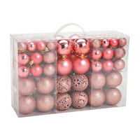 SADA VIANOČNÝCH GULÍ  100-dielne - pink/ružová, Design, plast