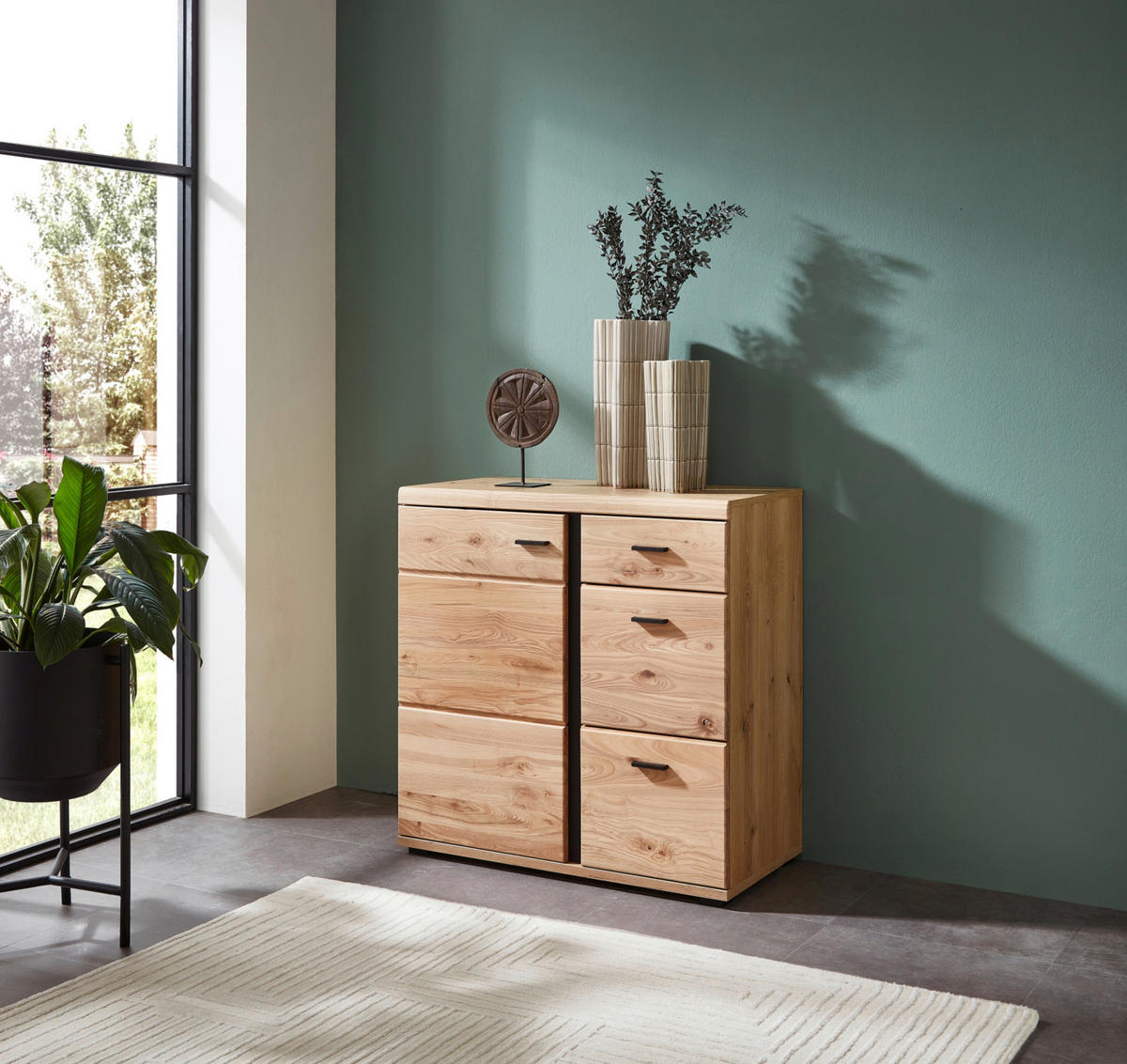 KOMMODE  in 85/86/43 cm  - Eschefarben/Schwarz, Design, Holzwerkstoff/Kunststoff (85/86/43cm) - Linea Natura