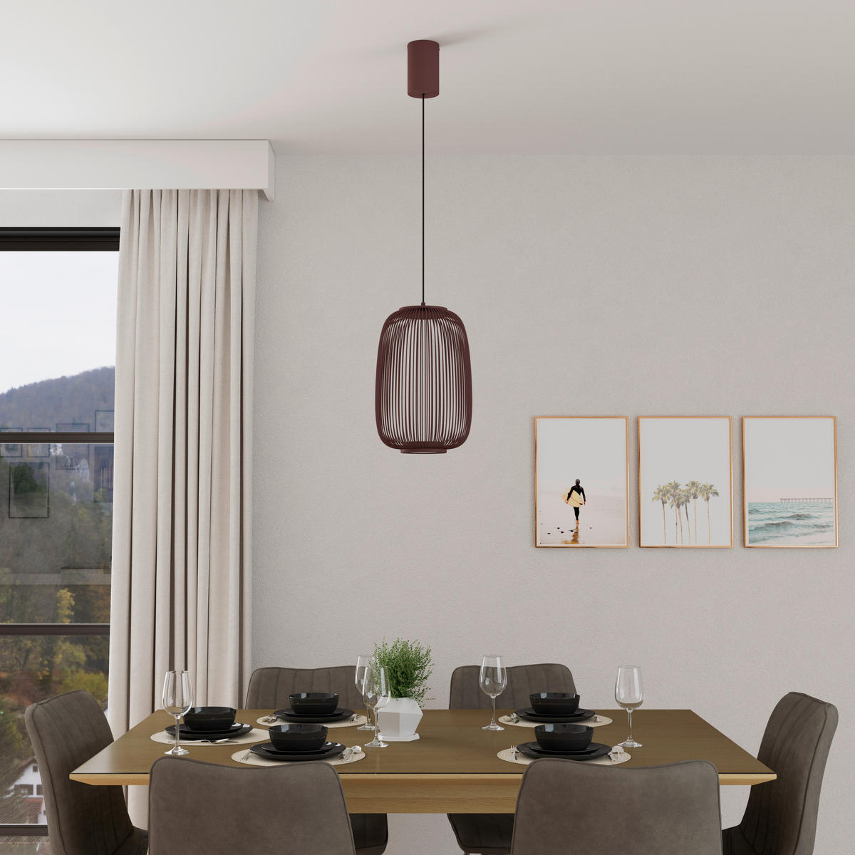 LED-HÄNGELEUCHTE Cage 22,5/50-150 cm  - Braun, Design, Kunststoff/Metall (22,5/50-150cm) - Dieter Knoll