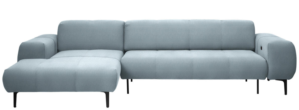 ECKSOFA in Chenille Pastellblau  167/311 cm  - Pastellblau/Schwarz, Design, Textil/Metall (167/311cm) - Xora