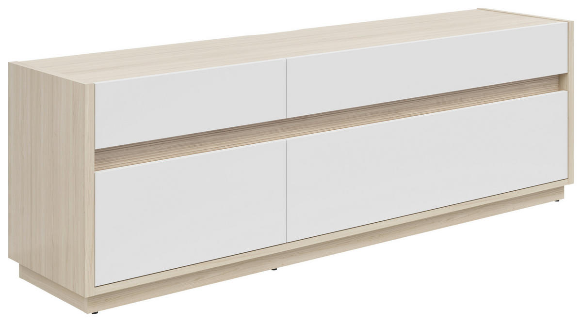 TV-ELEMENT Weiss, Eichefarben  173,5/58,2/42 cm  - Weiss/Eichefarben, Konventionell, Holzwerkstoff/Kunststoff (173,5/58,2/42cm) - Hom`in
