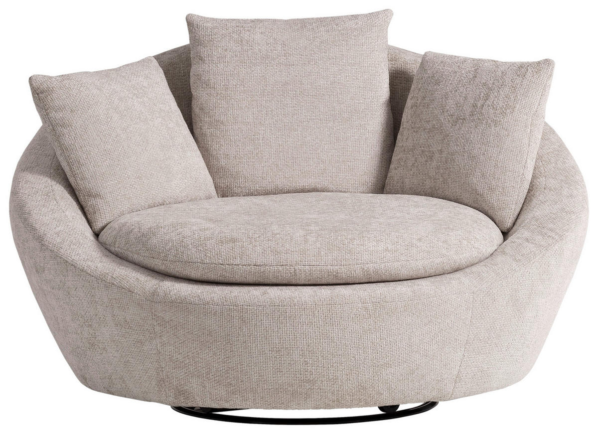 SESSEL MAUI Chenille, Webstoff Silberfarben    - Silberfarben/Schwarz, MODERN, Kunststoff/Textil (130/80/112cm) - Trendmanufaktur