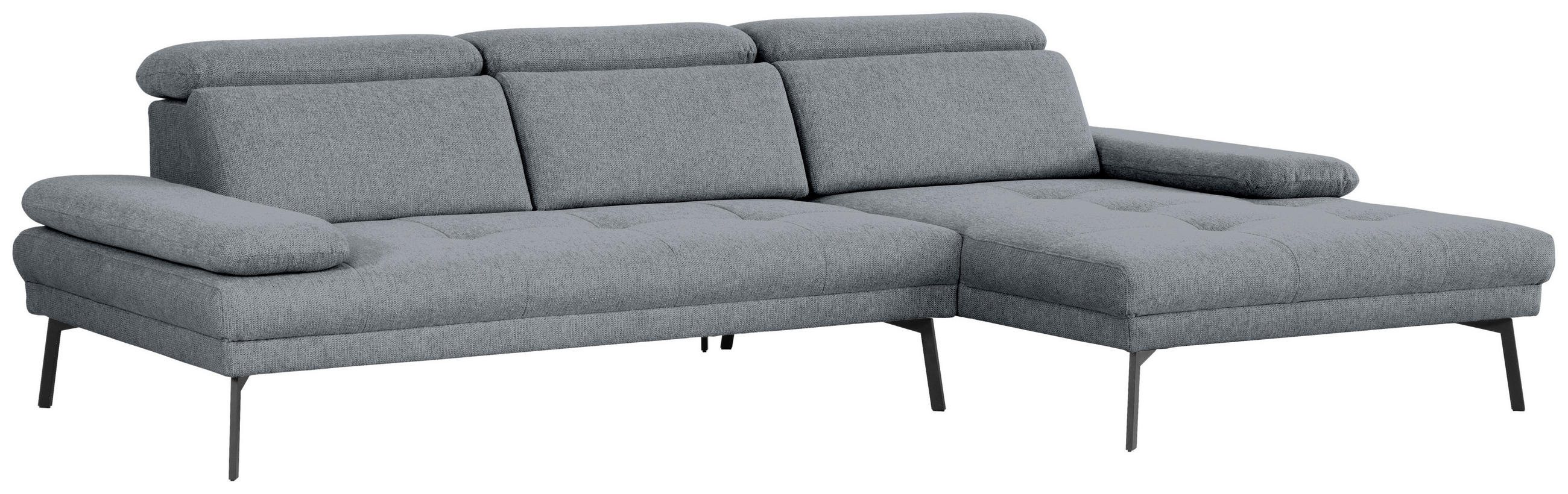 ECKSOFA in Webstoff Dunkelgrau  - Dunkelgrau/Schwarz, Design, Textil/Metall (296/188cm) - Livetastic