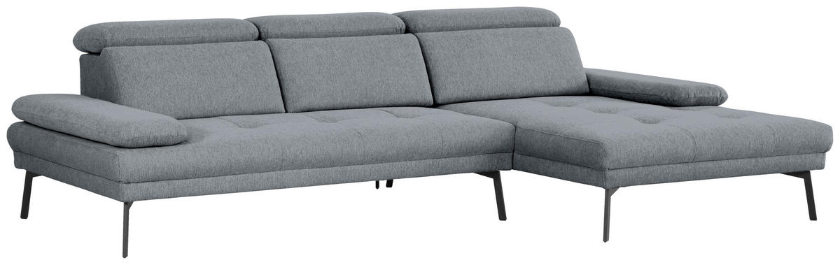 ECKSOFA Eckteil, Ottomane rechts  More_LZ Dunkelgrau Webstoff  - Dunkelgrau/Schwarz, Design, Textil/Metall (296/188cm) - Xora