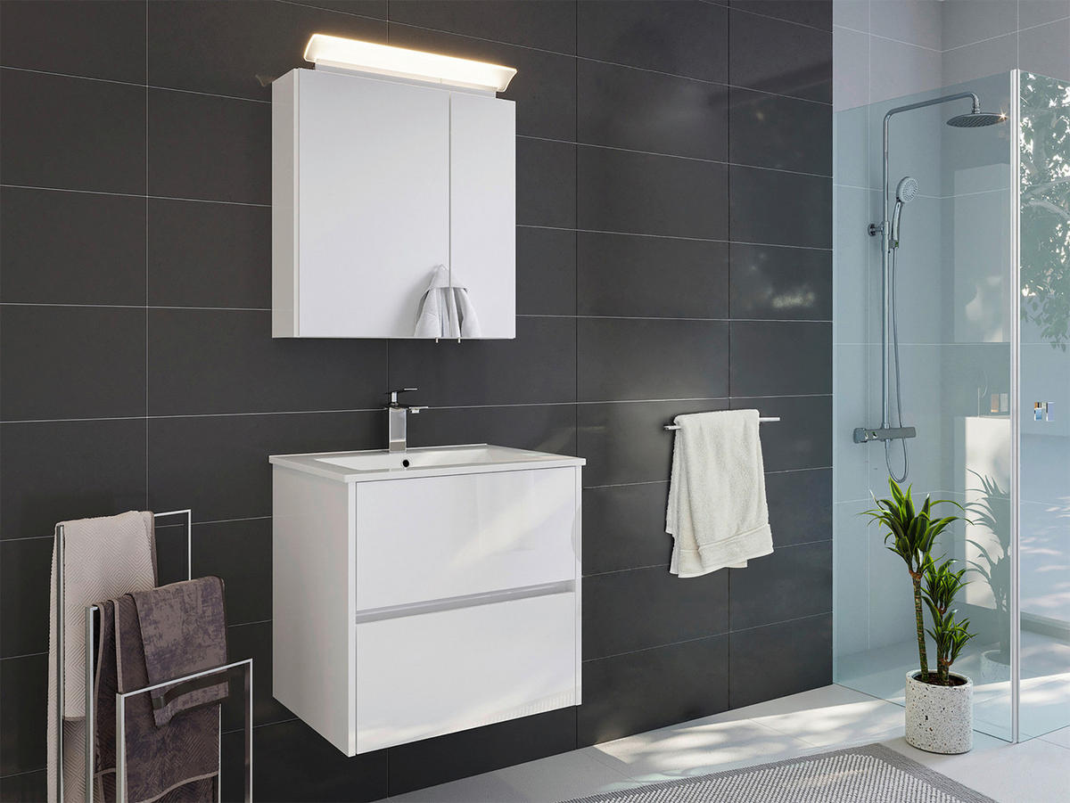 BADEZIMMER 2-teilig  in 60 cm  - Weiß Hochglanz/Weiß, Basics, Keramik/Holzwerkstoff (60cm) - MID.YOU