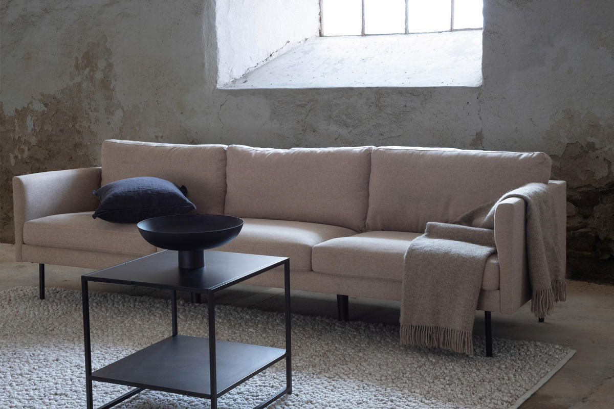 3-SITS SOFFA i textilväv brun, svart  - brun/svart, Design, metall/textil (260/78/80cm) - Livetastic