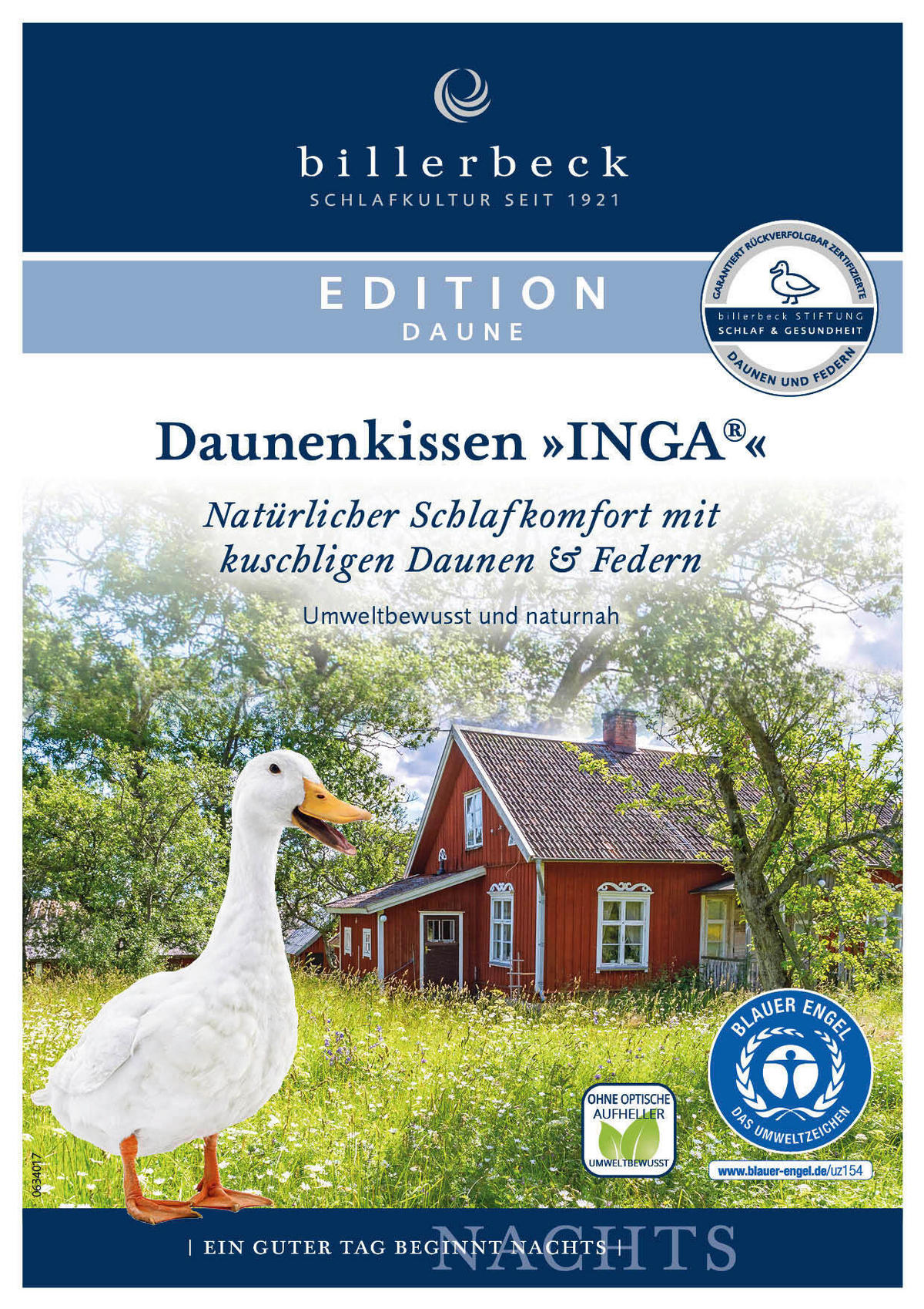 KOPFKISSEN 40/80 cm Inga Entendaunen, Entenfedern  - Weiß, Basics, Textil (40/80cm) - Billerbeck