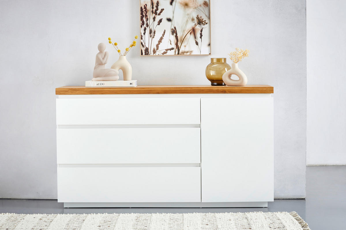 SIDEBOARD  in 145/82/42 cm  - Eichefarben/Weiß, KONVENTIONELL, Holz/Holzwerkstoff (145/82/42cm) - Novel