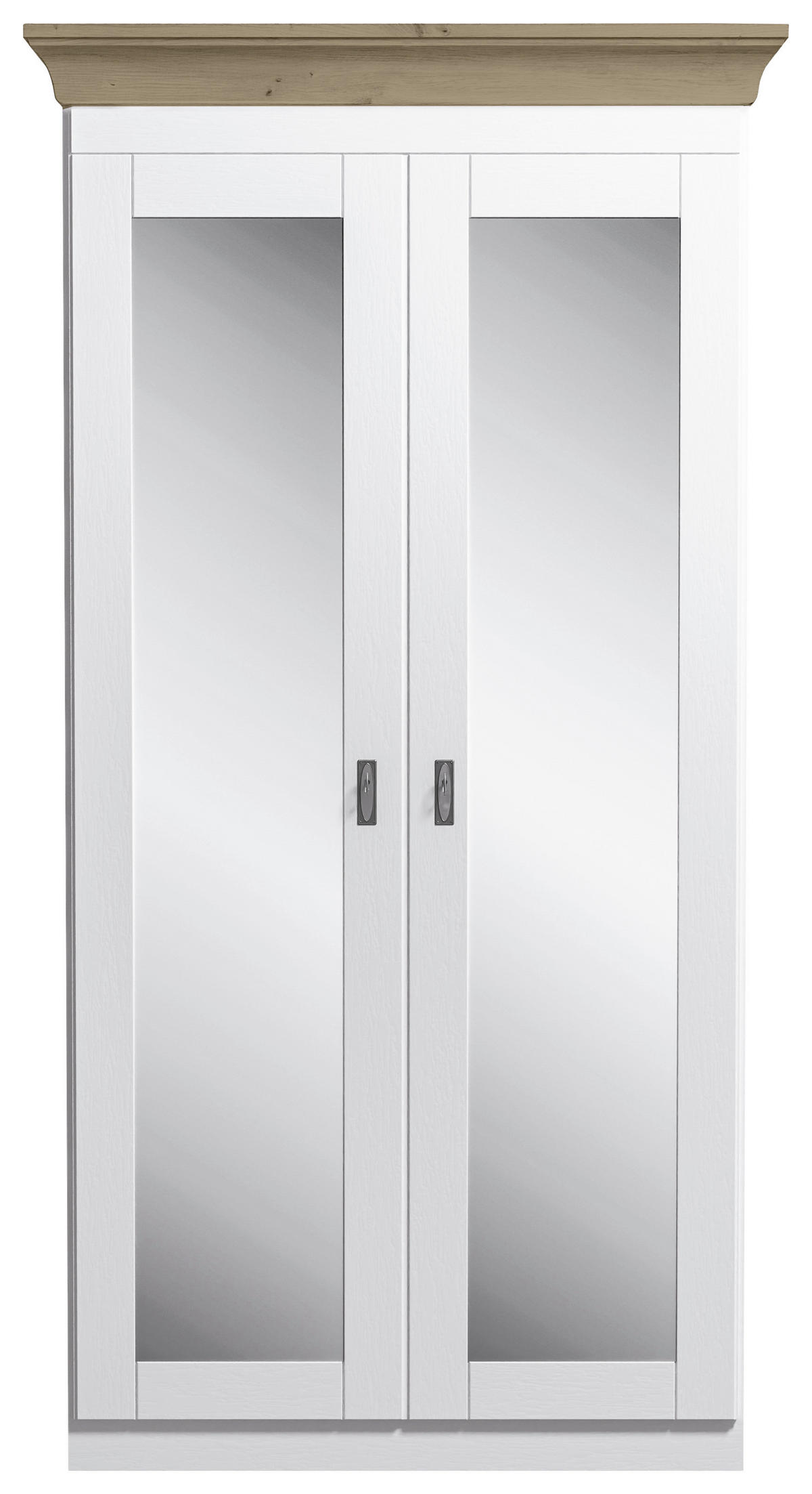 DREHTÜRENSCHRANK 108/210/64 cm,  in Klar, Weiß, Laugenfarbig, 2-türig  - Klar/Laugenfarbig, ROMANTIK / LANDHAUS, Glas/Holz (108/210/64cm) - Boxxx