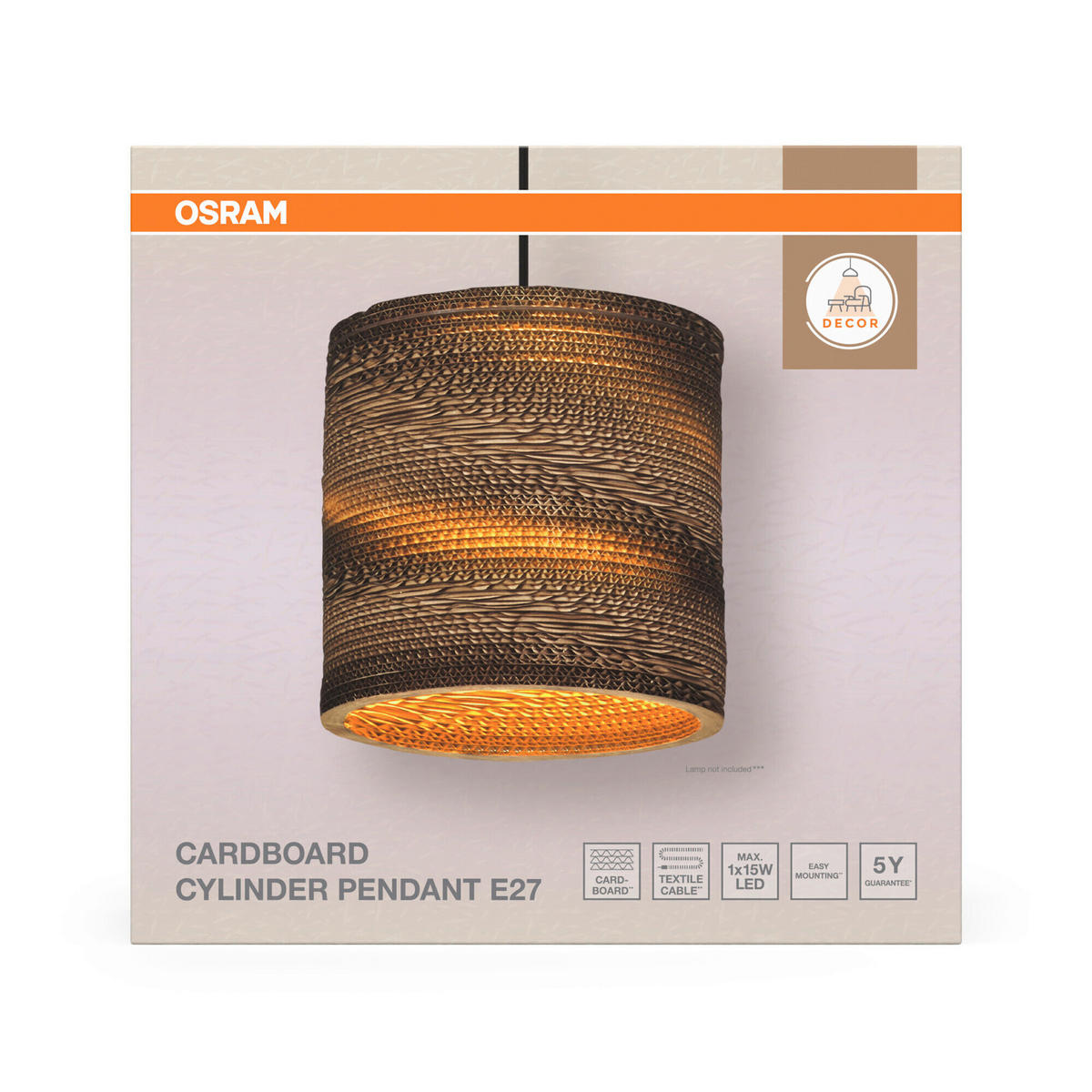 HÄNGELEUCHTE 25/130 cm  - Braun, Natur, Karton/Metall (25/130cm) - Osram