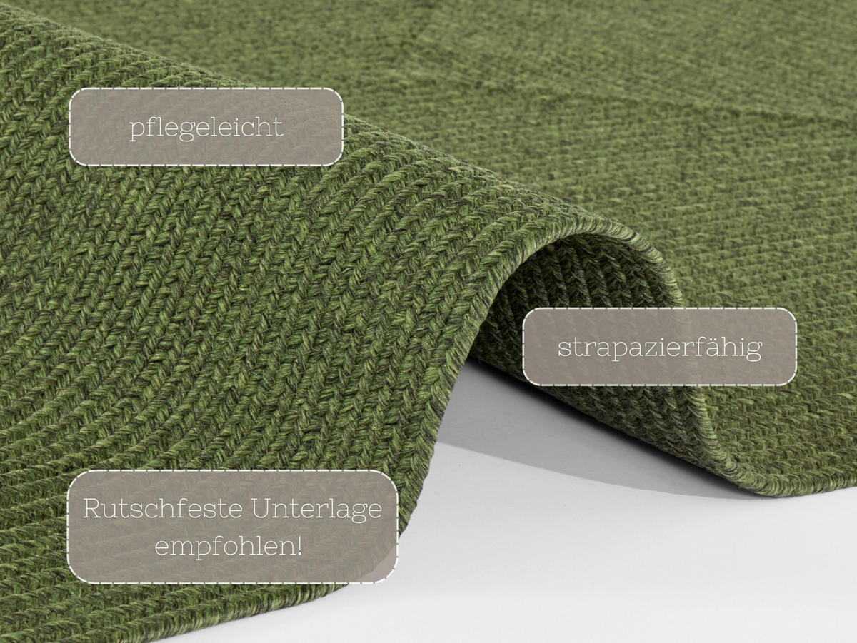 OUTDOORTEPPICH 80/150 cm Braided Smaragdgrün  - Smaragdgrün, Basics, Kunststoff (80/150cm)