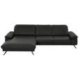 ECKSOFA in Echtleder Graubraun  - Graubraun/Schwarz, Design, Leder/Metall (193/328cm) - Dieter Knoll