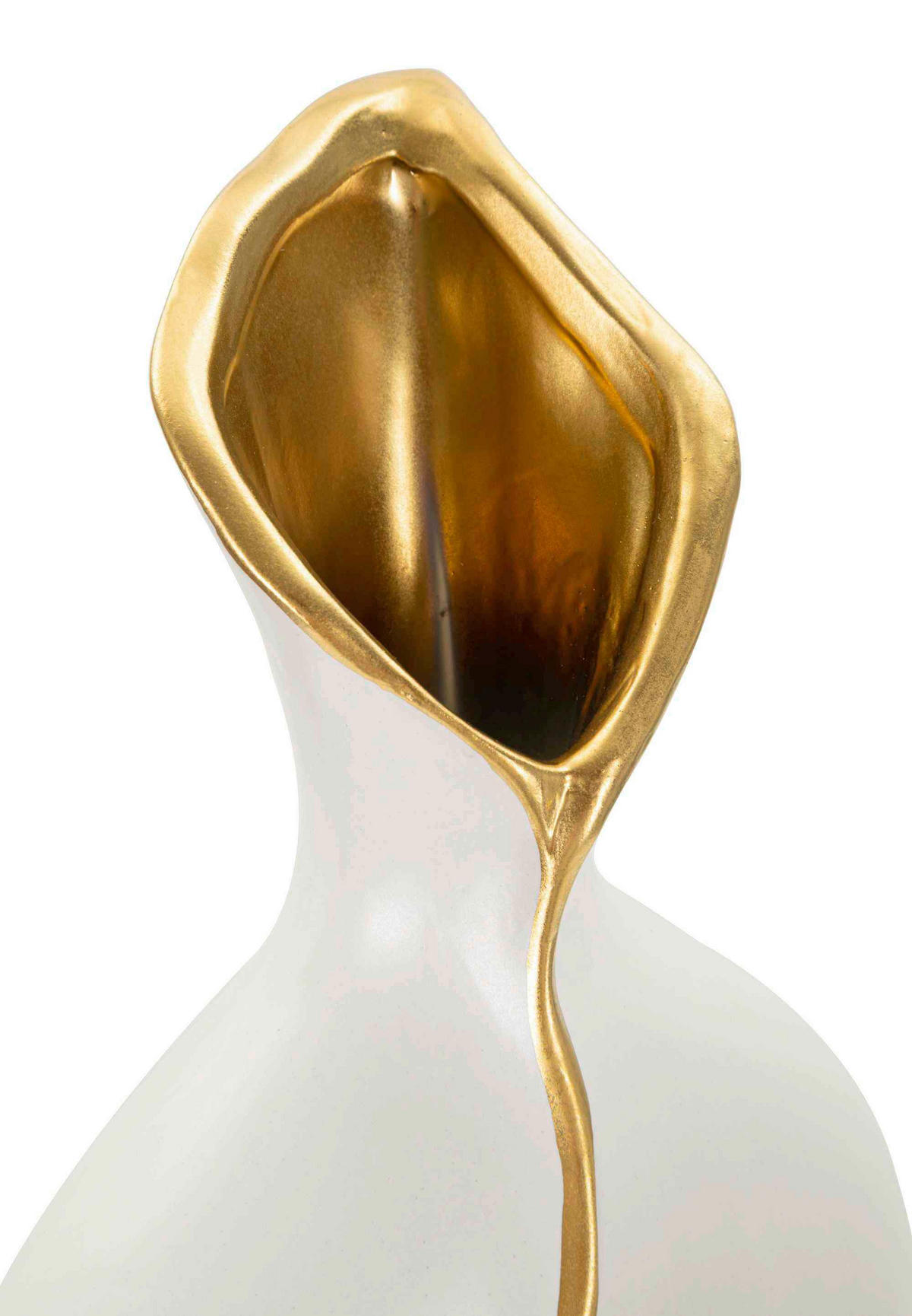 VASE  - Goldfarben/Weiß, Basics, Keramik (19.5/50/10cm)