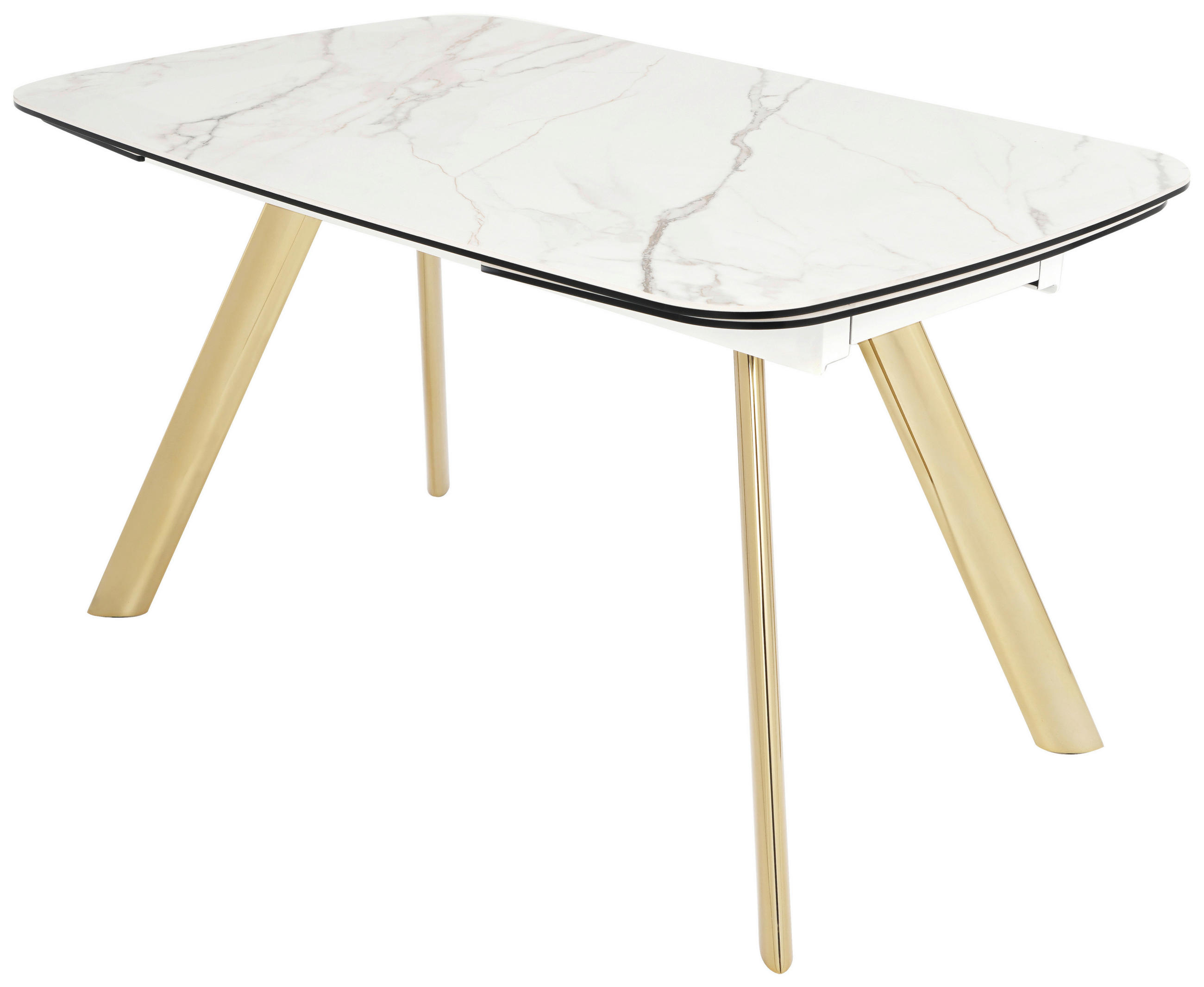 ÉTKEZŐASZTAL - aranyszínű/fehér, Design, üveg/fém (198/76/89cm) - Hom`in