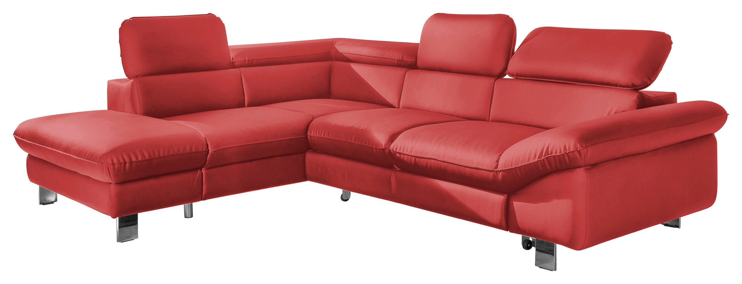 WOHNLANDSCHAFT in Lederlook Rot  - Chromfarben/Rot, MODERN, Textil/Metall (214/266cm) - MID.YOU