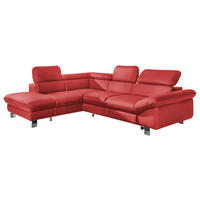 WOHNLANDSCHAFT in Lederlook Rot  - Chromfarben/Rot, Modern, Textil/Metall (214/266cm) - MID.YOU