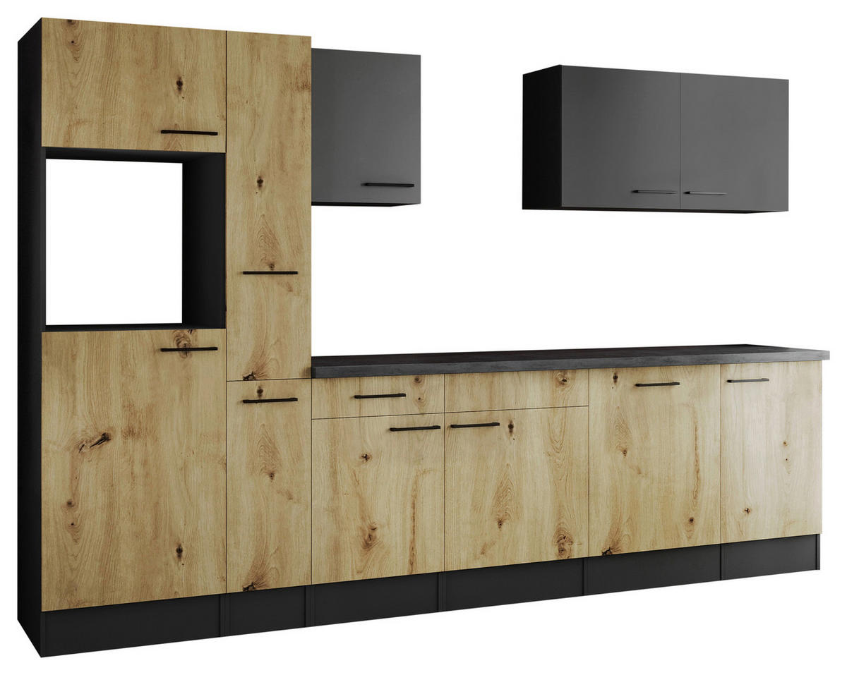 KUHINJSKI BLOK BREZ APARATOV - siva/črna, Design, kovina/leseni material (310cm) - Respekta