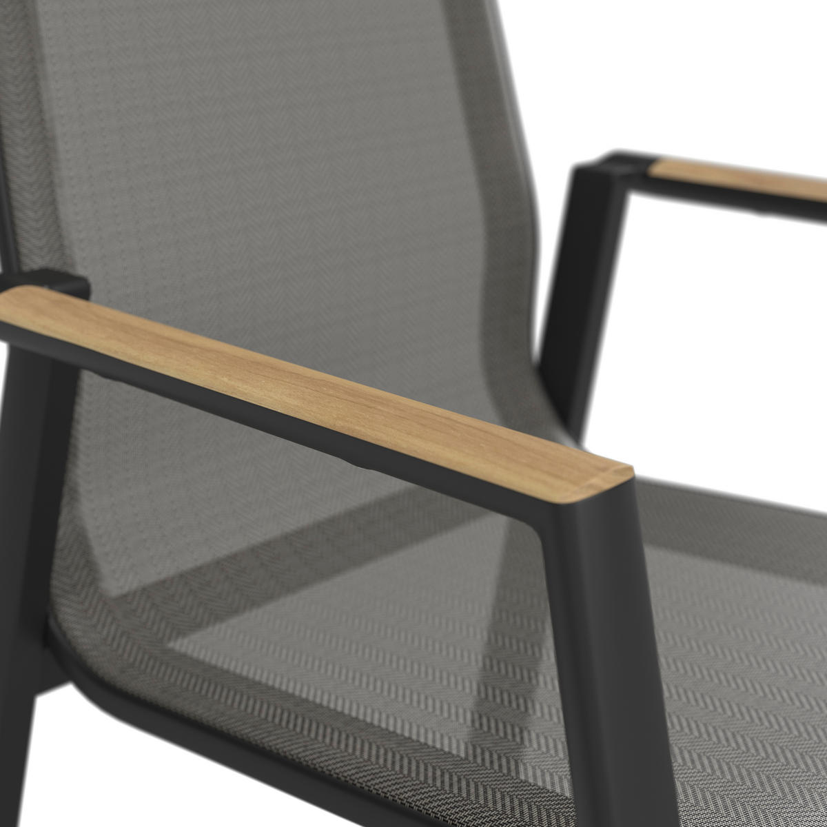 STAPELSESSEL Teakholz Aluminium Anthrazit, Naturfarben, Schwarz  - Anthrazit/Schwarz, Basics, Holz/Textil (57/87/70cm) - Ambia Garden