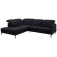 ECKSOFA in Flachgewebe Graphitfarben  - Schwarz/Graphitfarben, Design, Textil/Metall (233/299-313cm) - Dieter Knoll