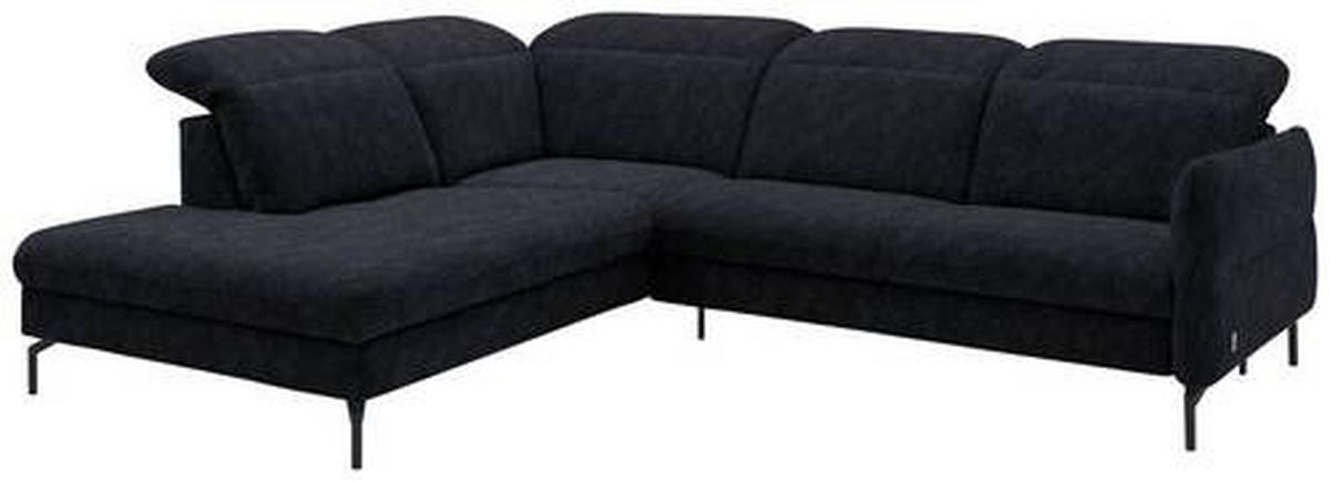ECKSOFA in Flachgewebe Graphitfarben  - Schwarz/Graphitfarben, Design, Textil/Metall (233/299-313cm) - Dieter Knoll