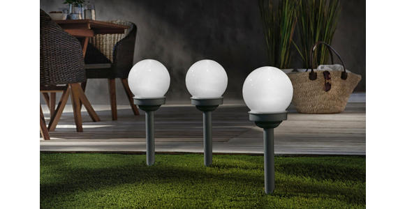 3 er Set Solarleuchte - Silberfarben/Weiß, Design, Kunststoff (10/39cm) - Boxxx