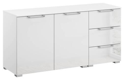 KOMMODE 120/61/42 cm  in Klar, Weiß  - Klar/Silberfarben, Design, Glas/Holzwerkstoff (120/61/42cm) - Novel