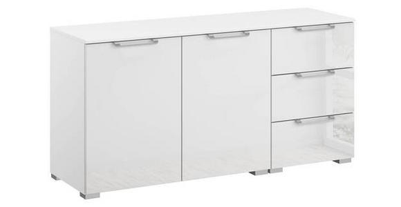 KOMMODE 120/61/42 cm in Klar, Weiß - Klar/Silberfarben, Design, Glas/Holzwerkstoff (120/61/42cm) - Novel