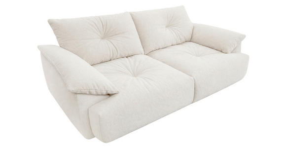 BIGSOFA  in Webstoff Creme  - Creme/Schwarz, KONVENTIONELL, Kunststoff/Textil (243/90,5/130cm) - Ambia Home