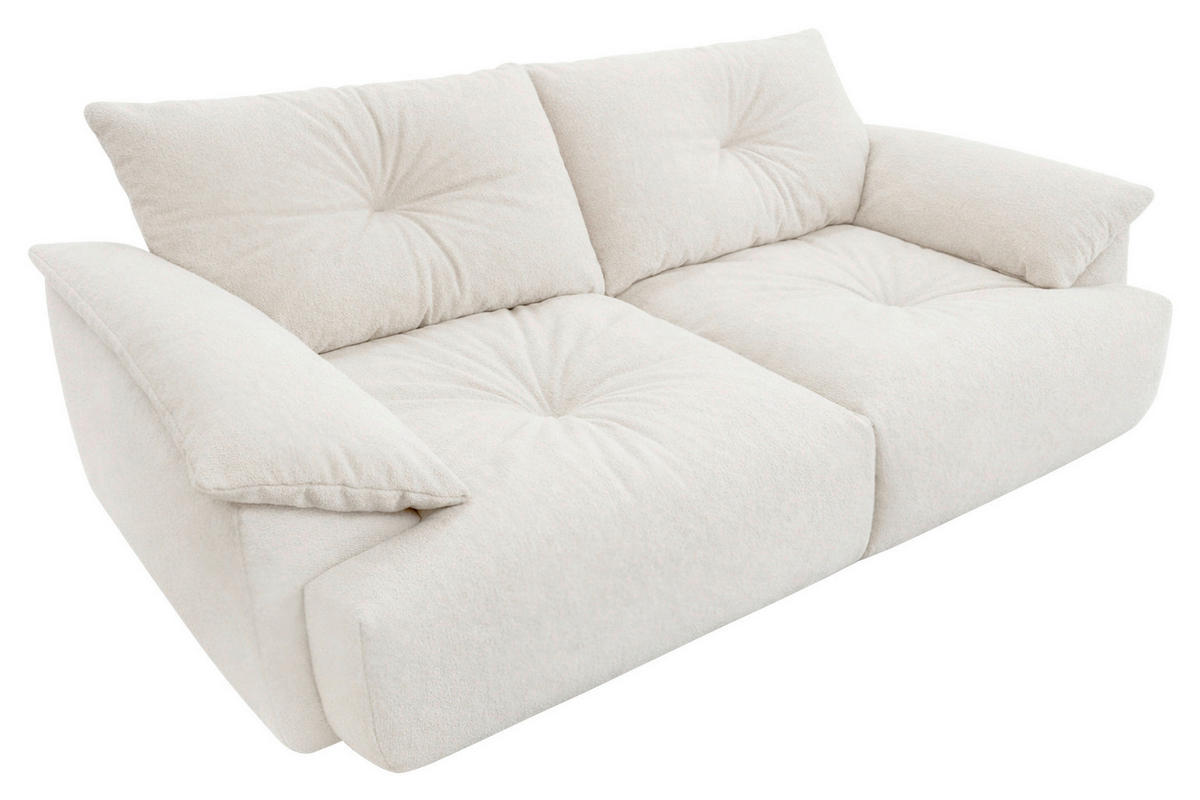 BIGSOFA Webstoff Creme  - Creme/Schwarz, KONVENTIONELL, Kunststoff/Textil (243/90,5/130cm) - Ambia Home