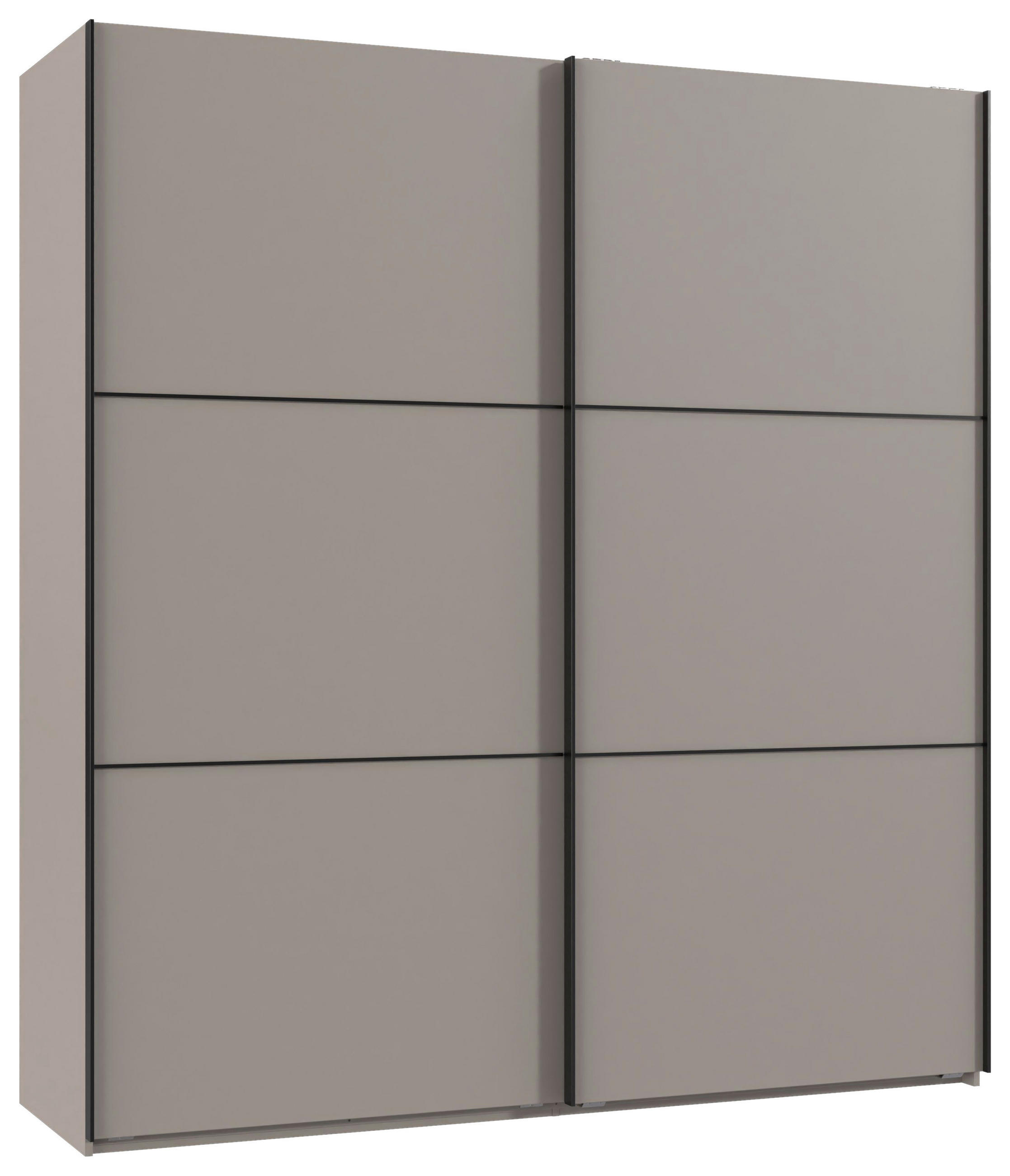 SCHWEBETÜRENSCHRANK 200/216/65 cm 2-türig Grau, Schwarz  - Schwarz/Grau, KONVENTIONELL, Holzwerkstoff/Metall (200/216/65cm) - Stylife