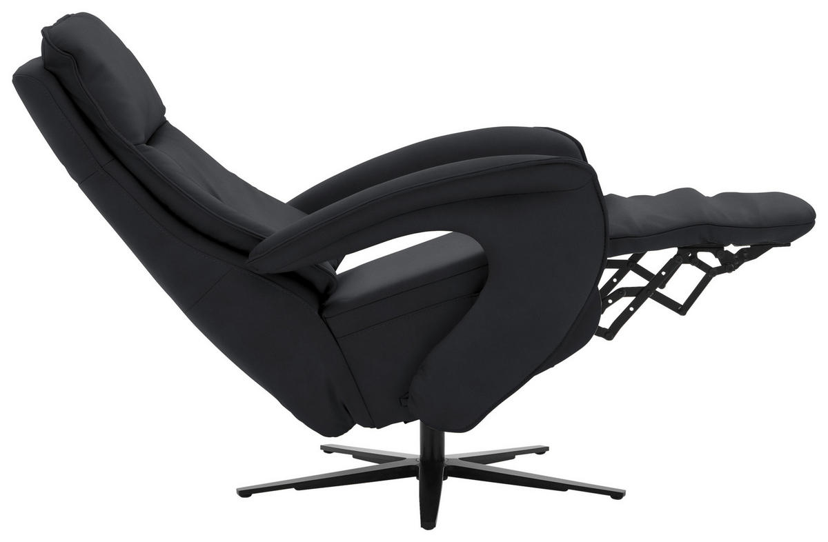 RELAXSESSEL in Leder Anthrazit  - Anthrazit/Schwarz, Design, Leder/Metall (77/110/87cm) - Valdera