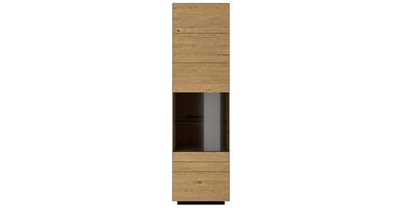 VITRINE in massiv Wildeiche Anthrazit, Wildeiche - Wildeiche/Anthrazit, Natur, Glas/Holz (56/200/40cm) - Dieter Knoll