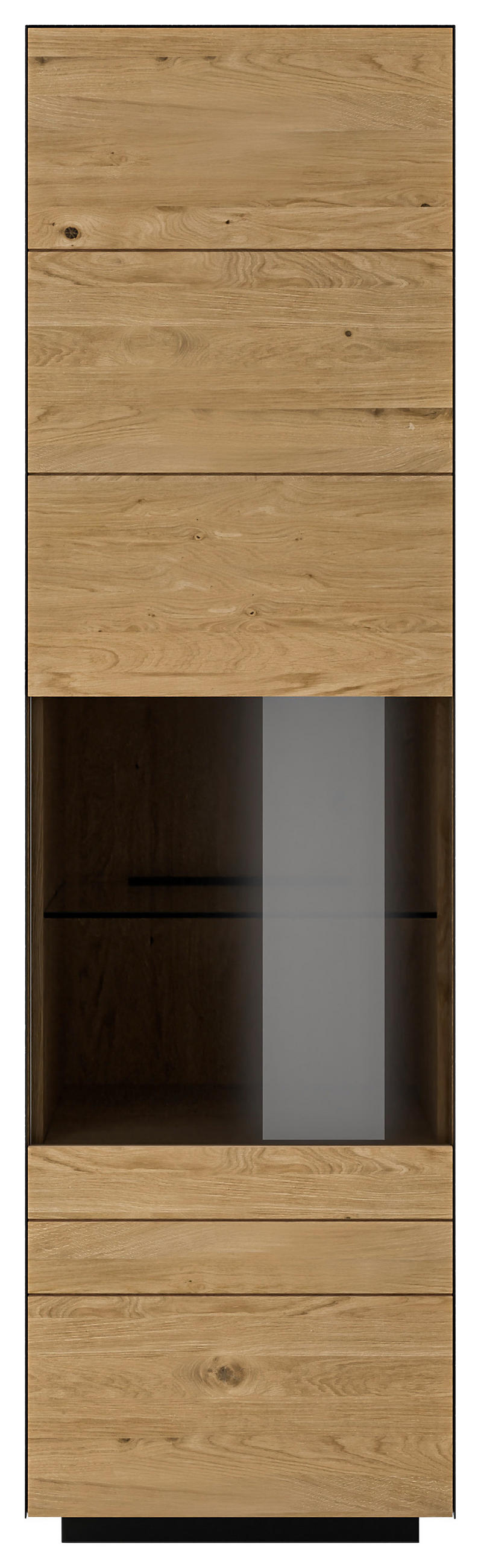 VITRINE  in massiv Wildeiche Anthrazit, Wildeiche - Wildeiche/Anthrazit, Natur, Glas/Holz (56/200/40cm) - Dieter Knoll